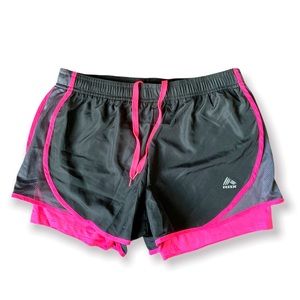 RBX X-Dri athletic pink & black running shorts small compression shorts liner